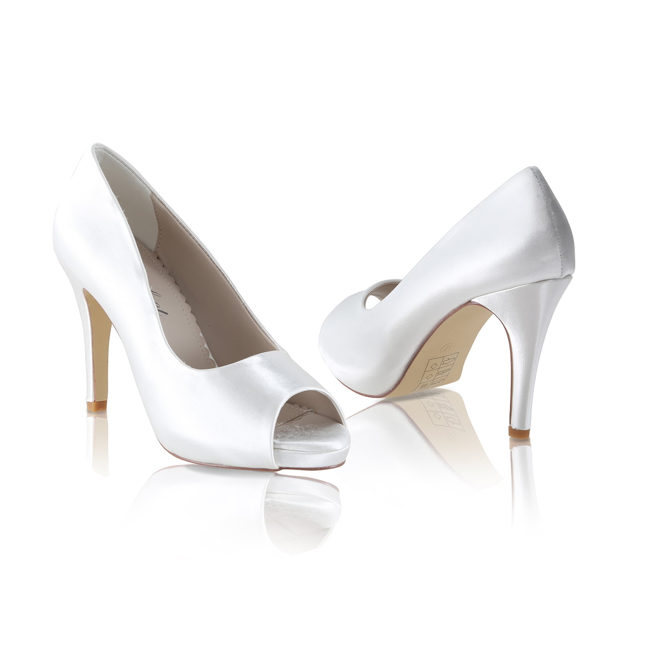 Satin peep 2025 toe wedding shoes