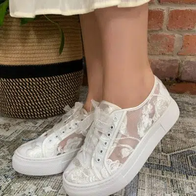Codie ivory lace bridal trainer