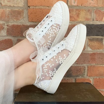 Oakley ivory lace bridal trainers