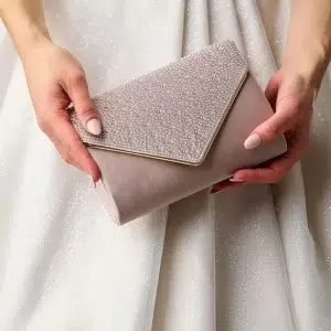 perfect bridal anya taupe satin and diamante envelope clutch bag 9223 | The Perfect Bridal Company